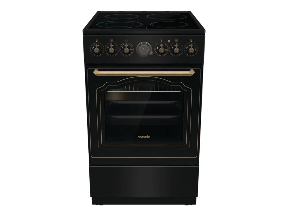Gorenje Classico GECS5B70CLB - Komfur - med dampfunktion - fritstående - bredde: 50 cm - dybde: 59.4 cm - højde: 85 cm - med selv-rengøring - sort
