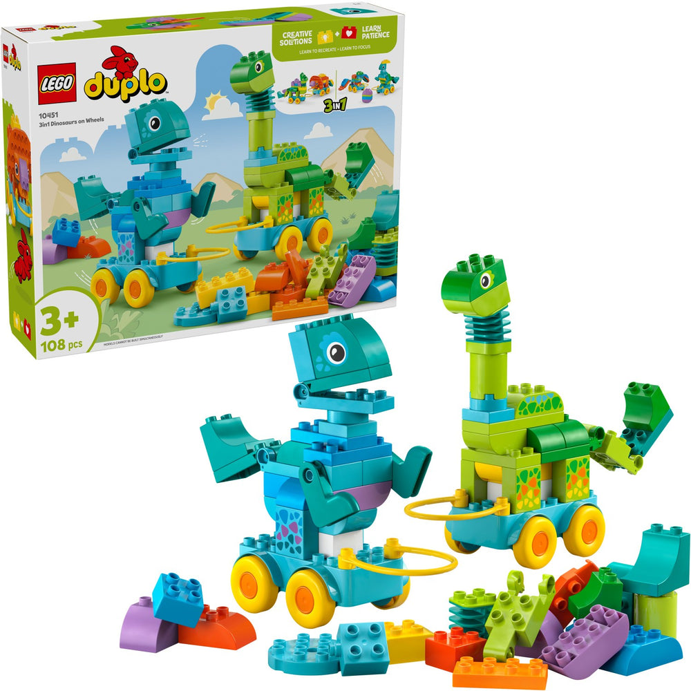 Køb LEGO® DUPLO Town - 3-i-1-dinosaurer På Hjul 10451