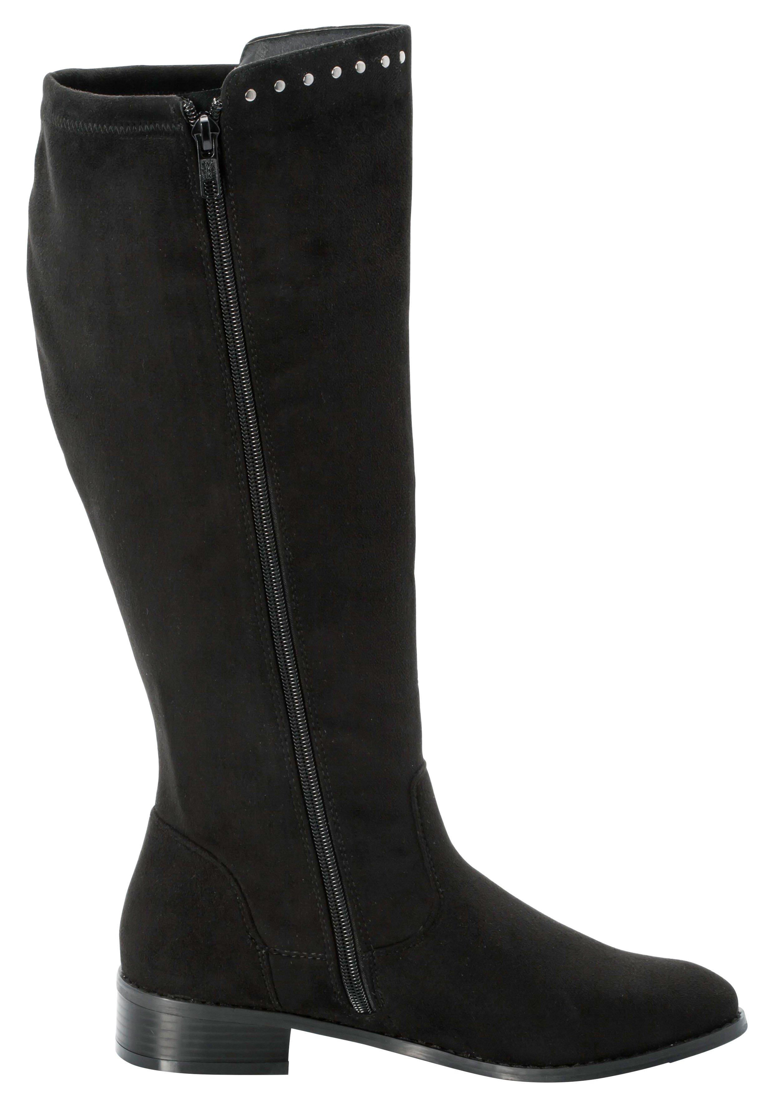 Weitschaftstiefel mit Nietenverzierung