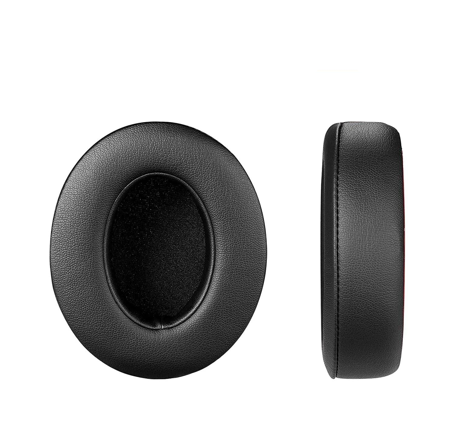 (2er Set) Beats Studio 3 / Studio 2 Kopfhörer Leder Ersatz Ohr Polster Kissen - Schwarz