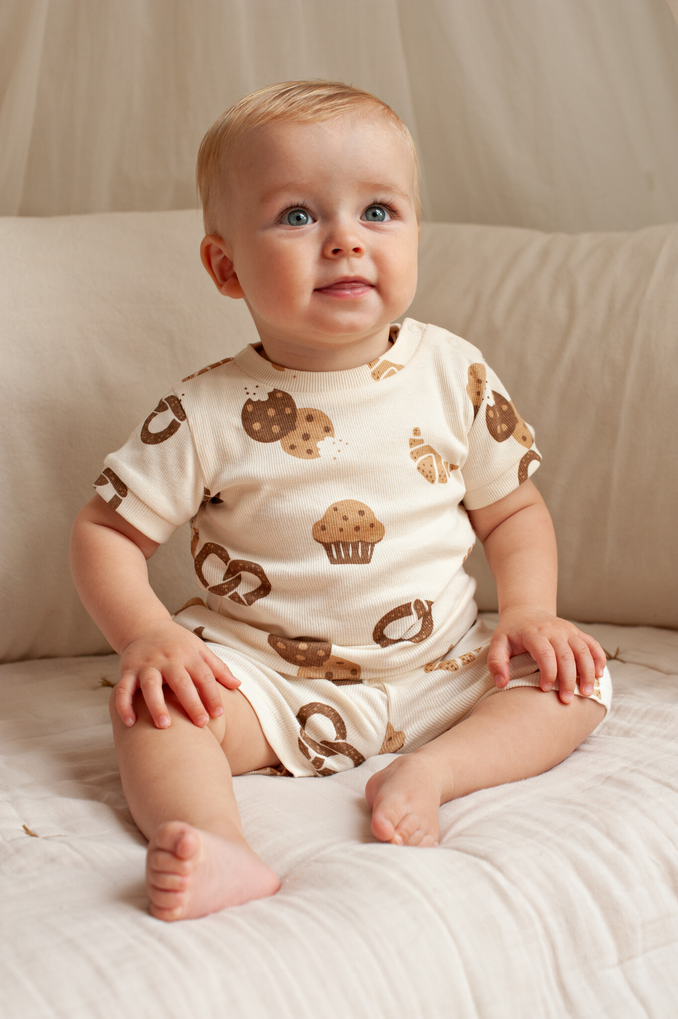Feetje Feetje shortama Cosy Crumbs - Premium Summerwear, offwhite