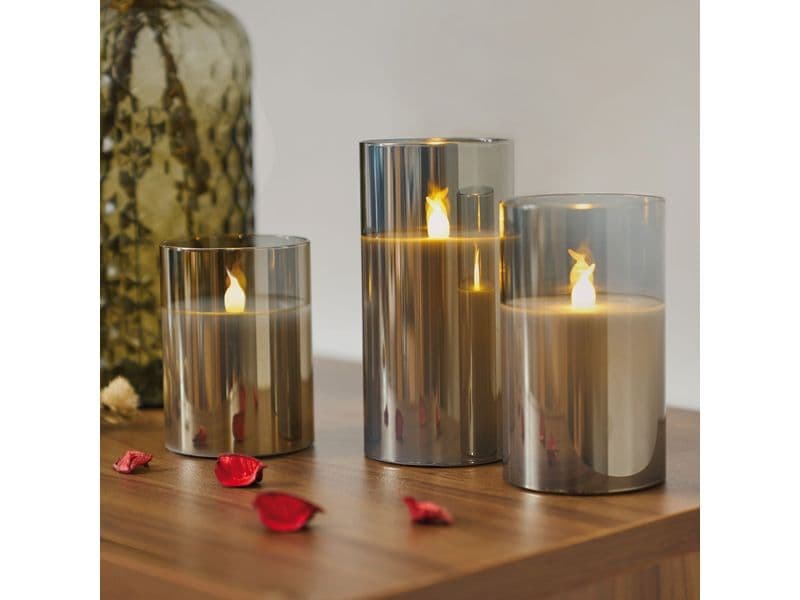 Pauleen LED-Kerzen Set Classy Smokey, Ø7.5cm, Anthrazit/Wei LED-Wachskerze, 3er Set