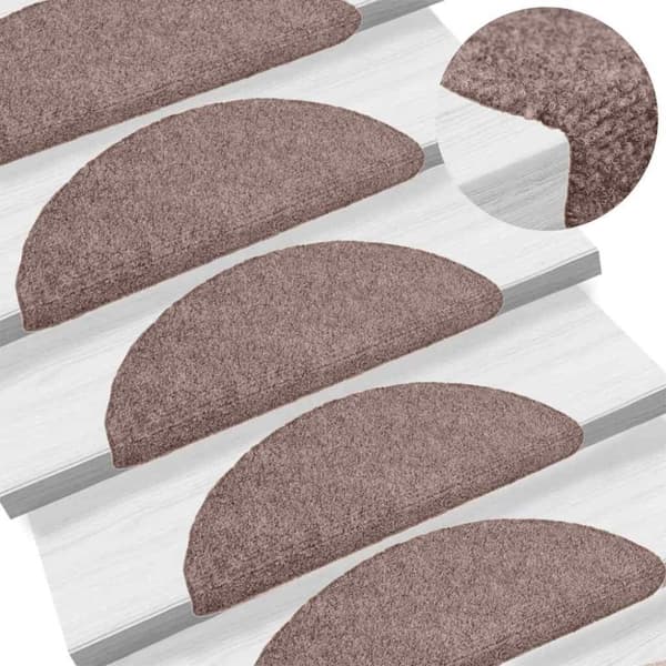 vidaXL Selvklebende trappematter nålestempel 15 stk 65x21x4 cm krem