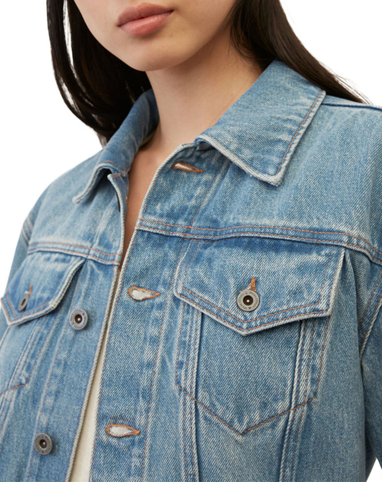 Marc O'Polo Veste en jean courte à boutons bleue