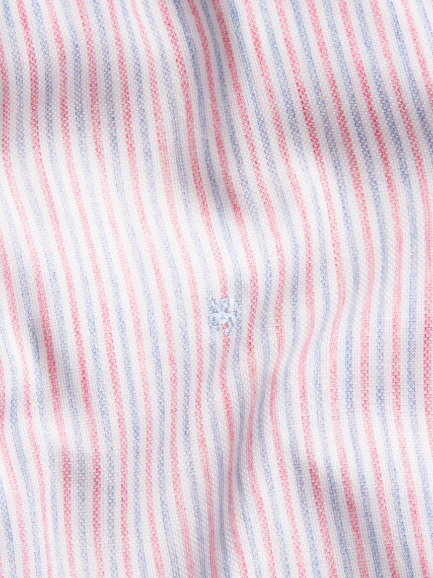Camisa slim fit às riscas em algodão e liocel