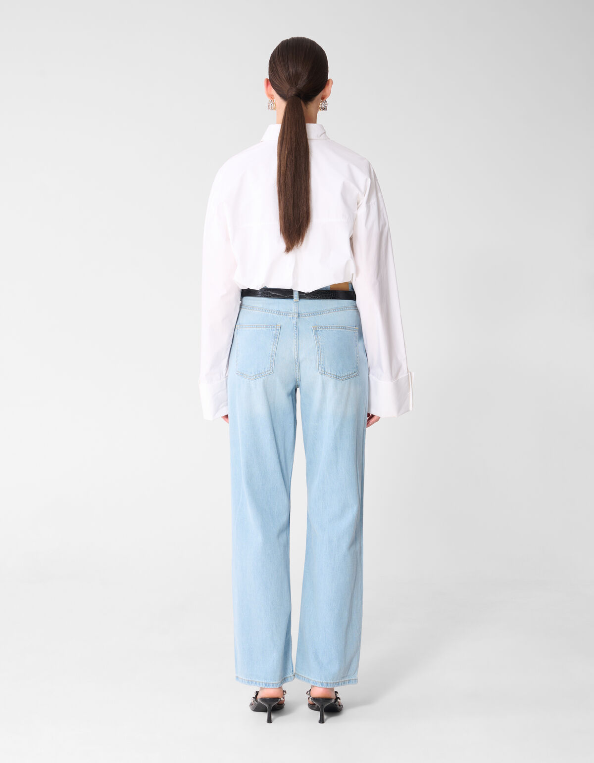Soft Wide Leg Fit Jeans Bleached