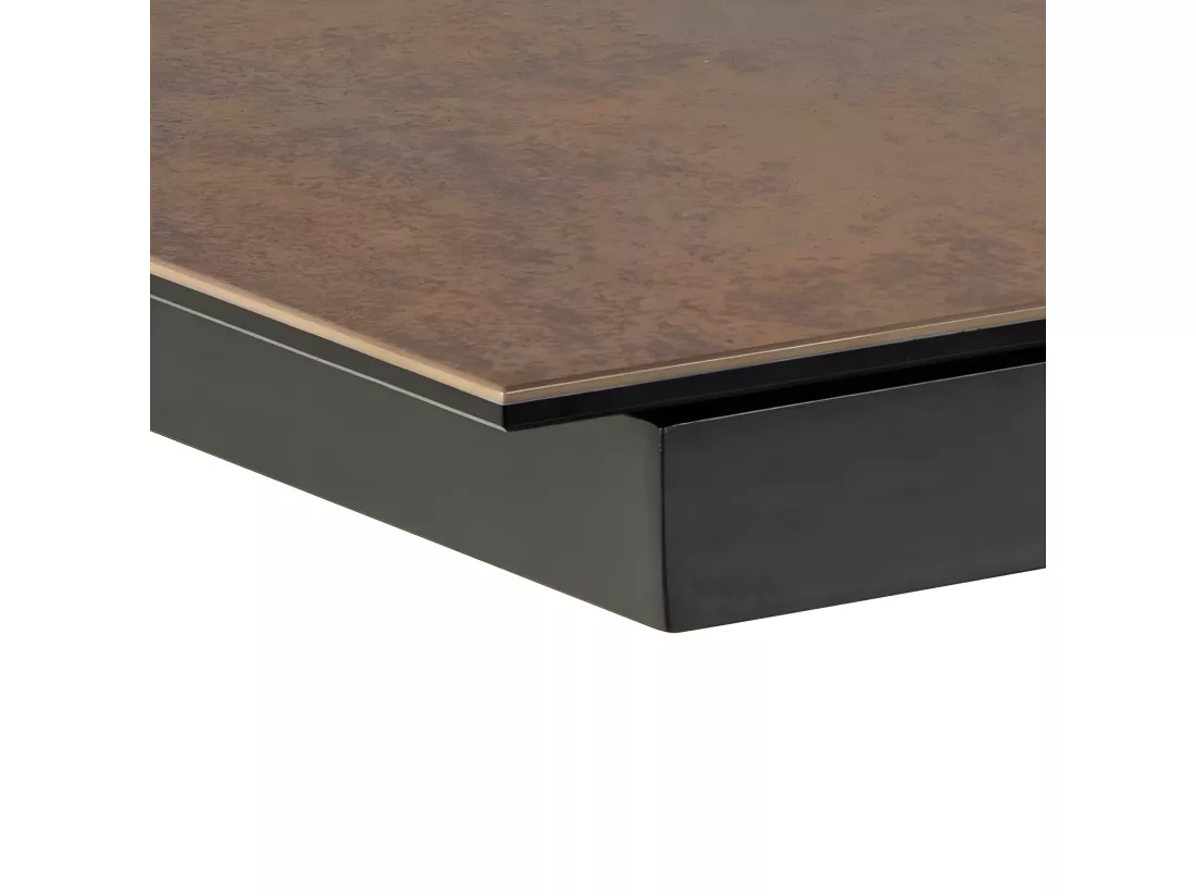 Eurame - Table à manger extensible 6 à 12 personnes en céramique et métal 200-240x100cm - Marron