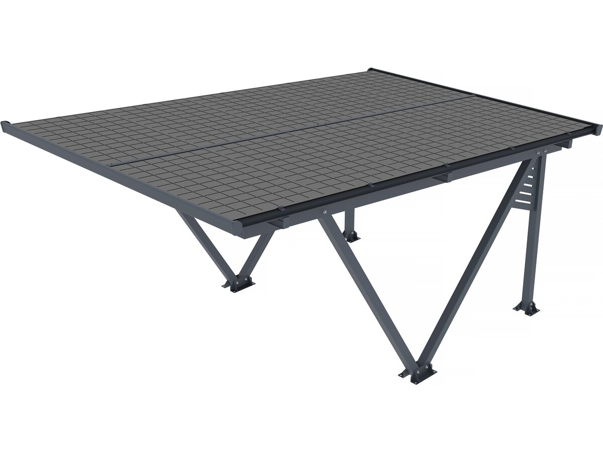 Carport solaire avec panneaux solaire intégrés - 366 x 556 x 366 cm - gris - 4,1 kw