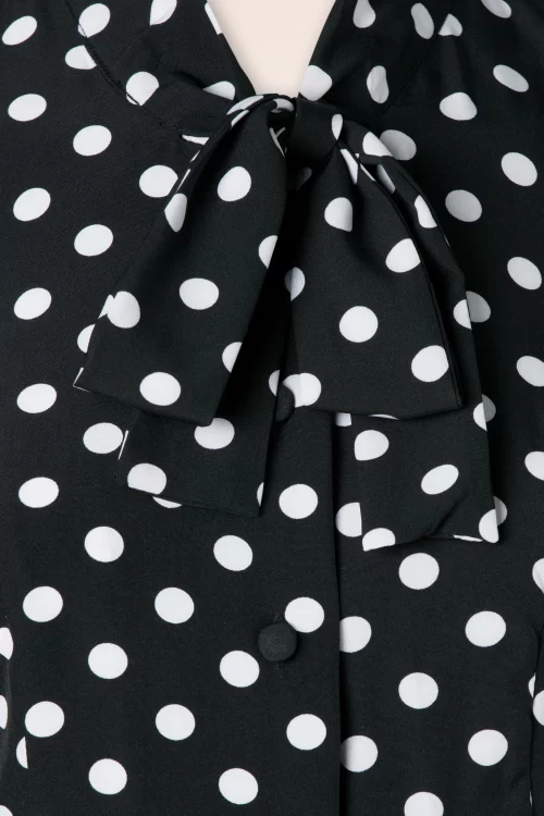 Hearts & Roses Agatha polka dot blouse in zwart en wit