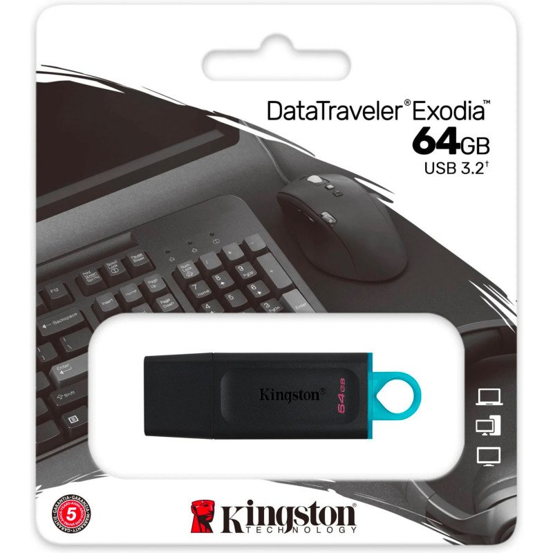 Kingston clé USB DataTraveler Exodia 64 Go Usb 3.0 (Usb-A) Noir