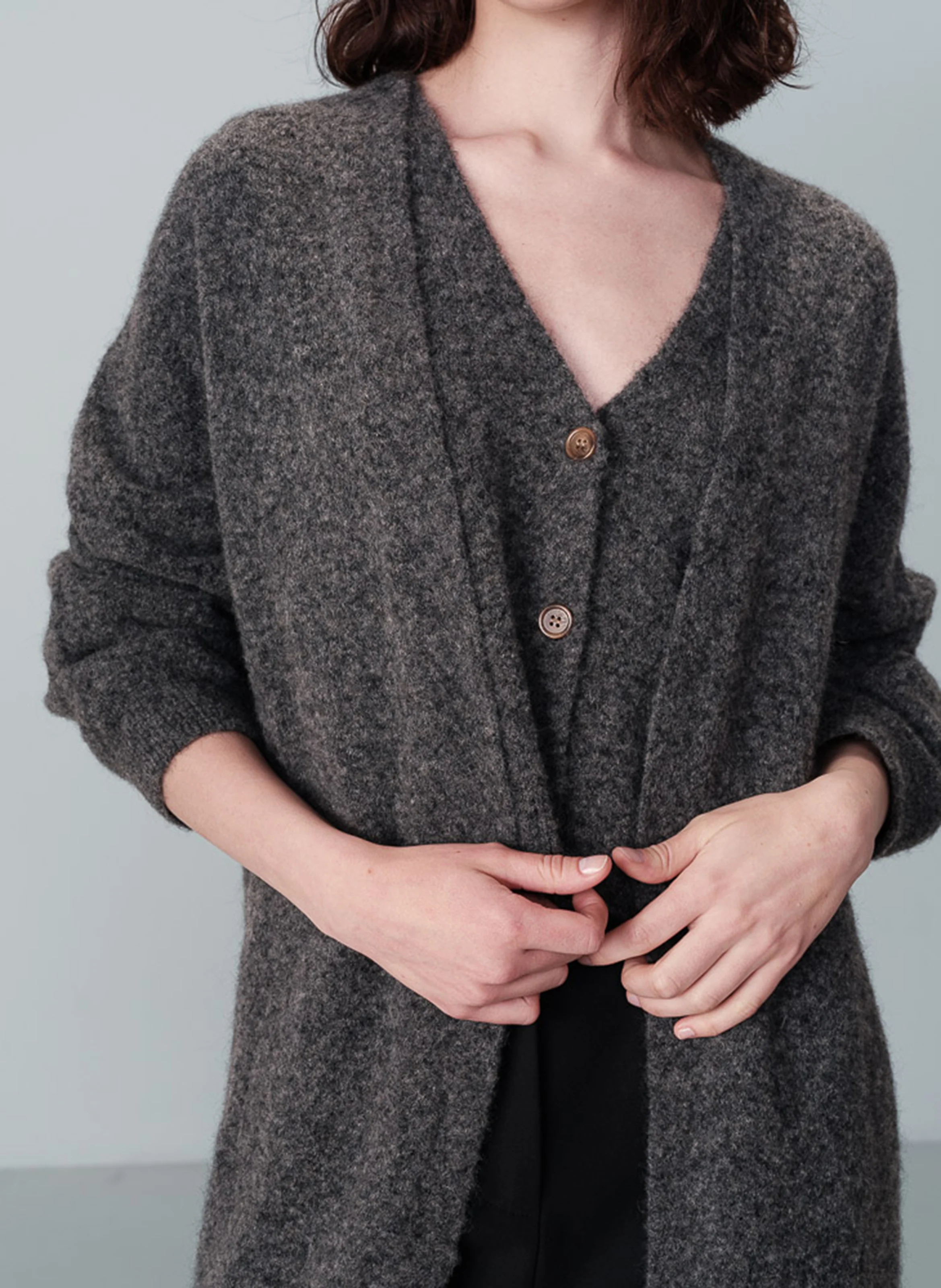 NARINO - Cardigan long ouvert| Argent