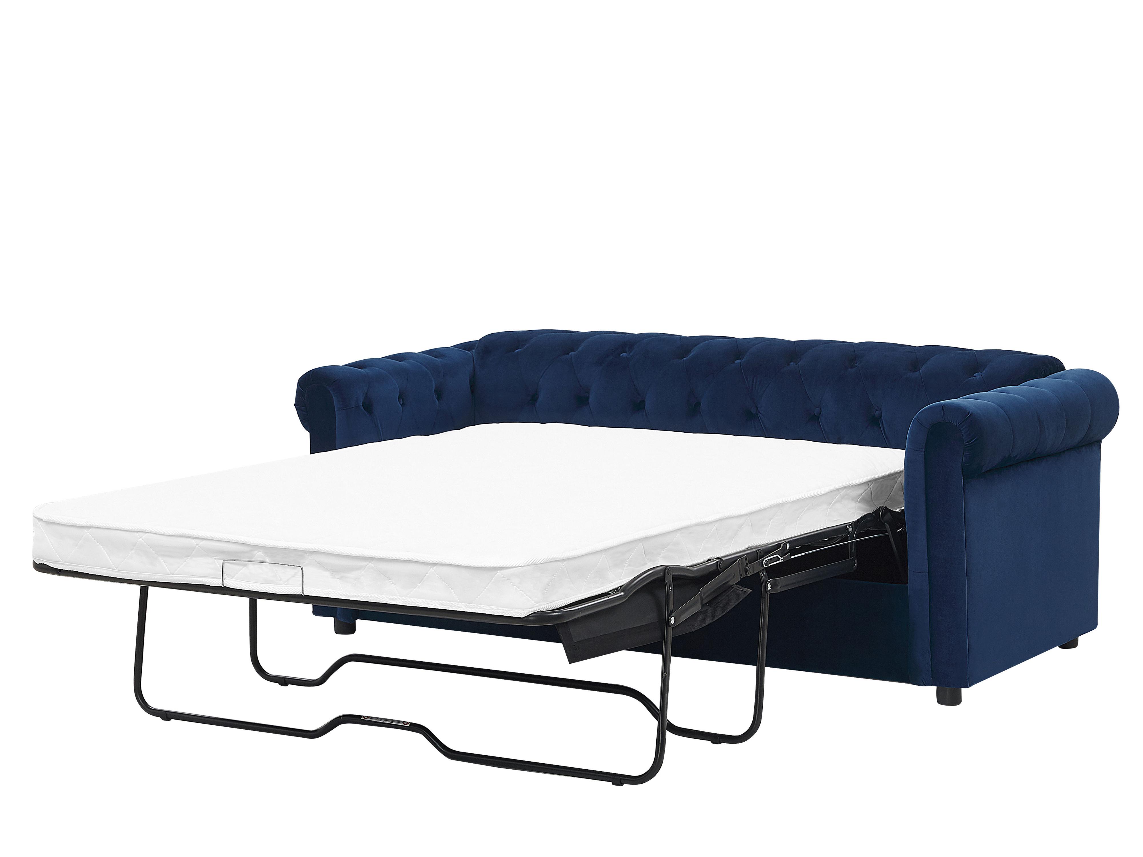Slaapbank 3-zits CHESTERFIELD Fluweel Blauw