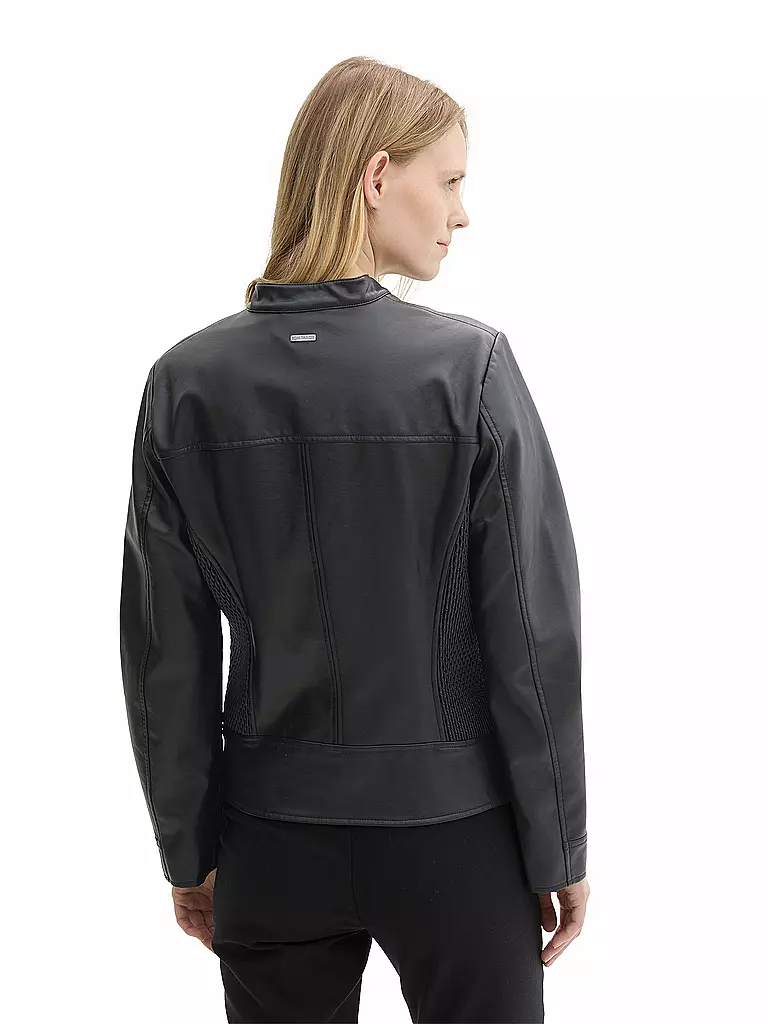 TOM TAILOR Jacke in Lederoptik schwarz