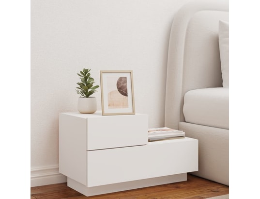 VIDAXL - Table de chevet avec lumières led blanc 70x36x40,5 cm