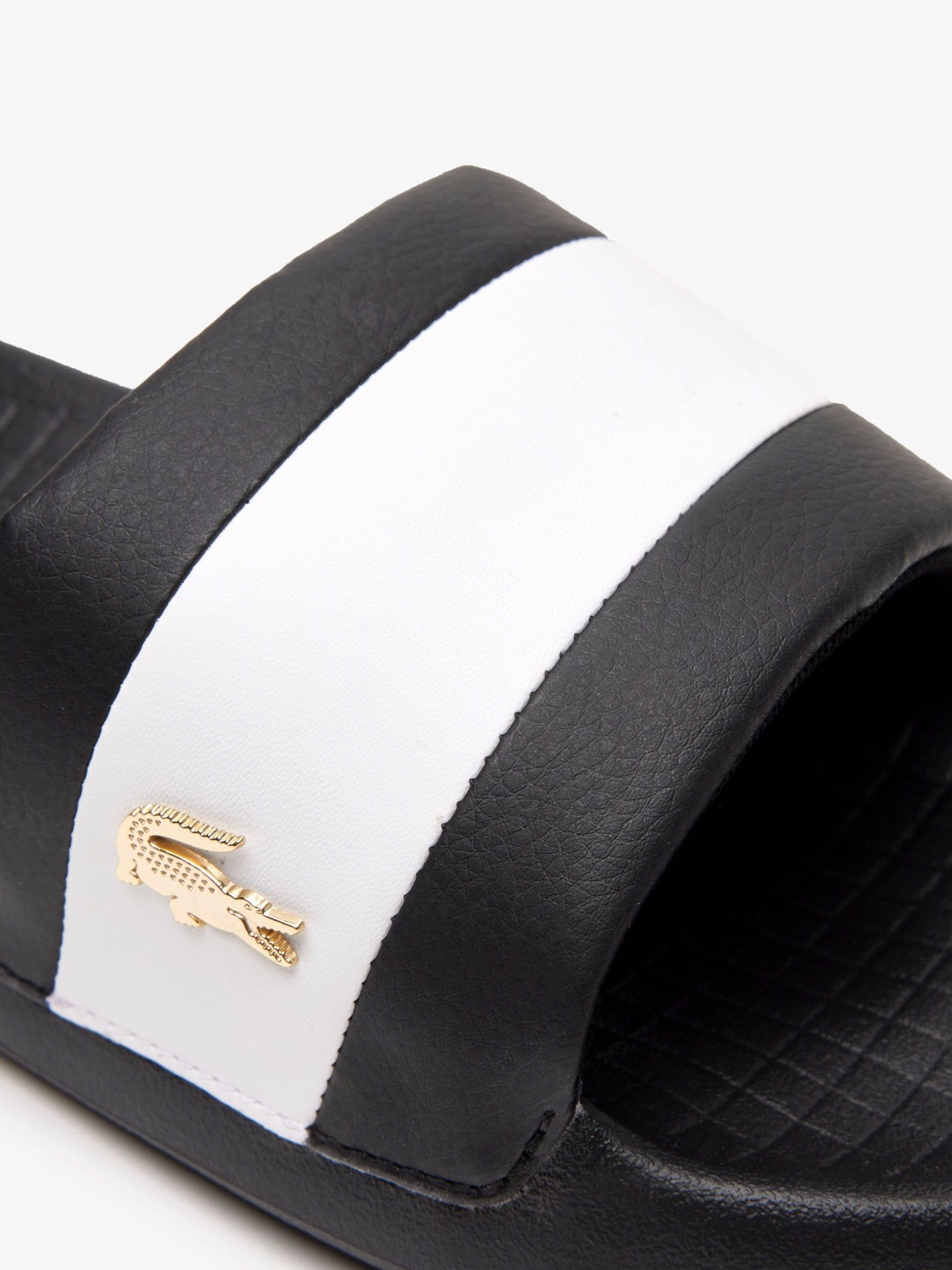 Antraciet zwart - Lacoste Logo Strepen Sandalen