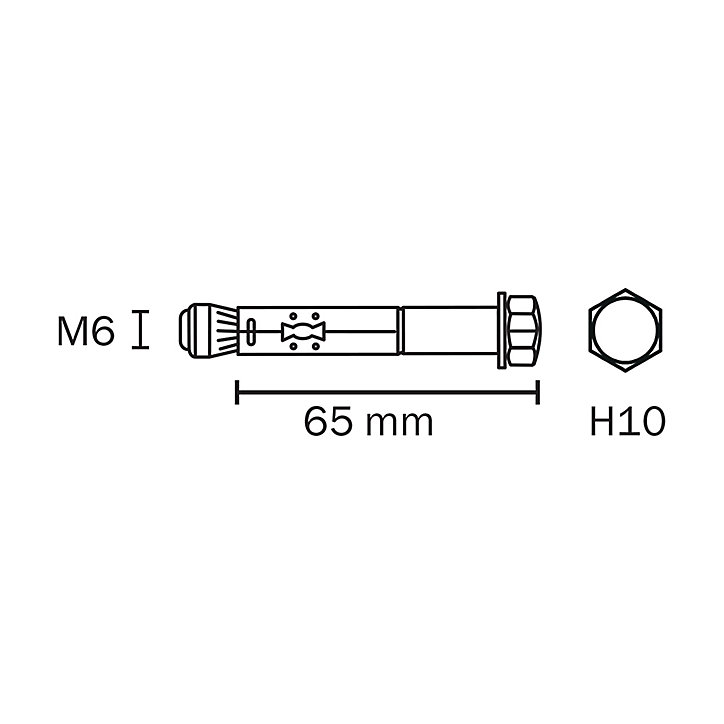 Cheville Diall métal traversant 6x65mm