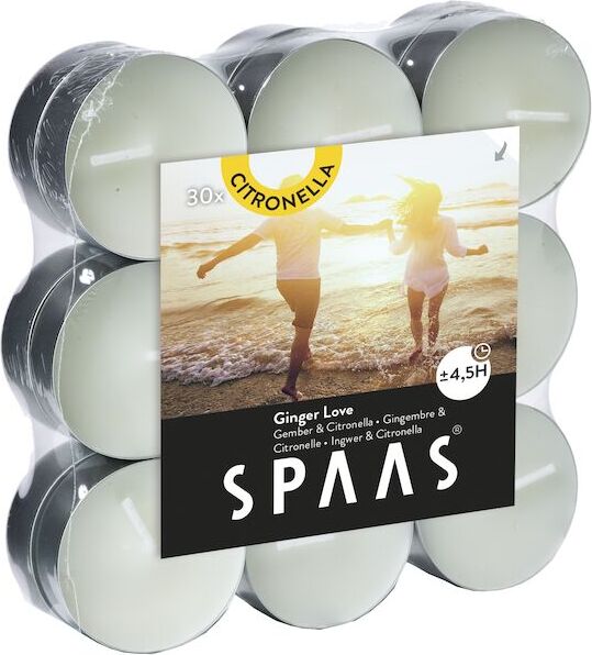 Spaas waxinelichten Canny ginger love wit 4,5 uur 18 stuks D 11,8 H 3,2 cm