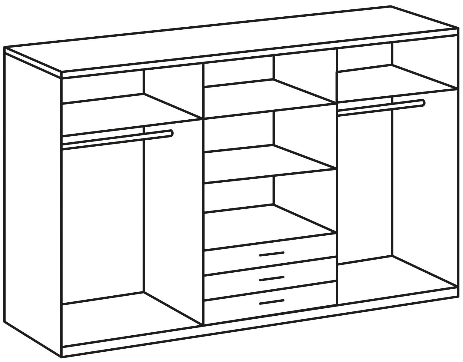 Drehtürenschrank Ben Eiche sägerau Nachbildung ca. 270 x 210 x 58 cm