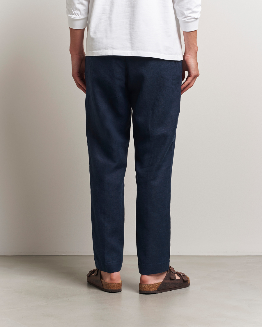 NN07 Billie Linen Drawstring Trousers Navy Blue