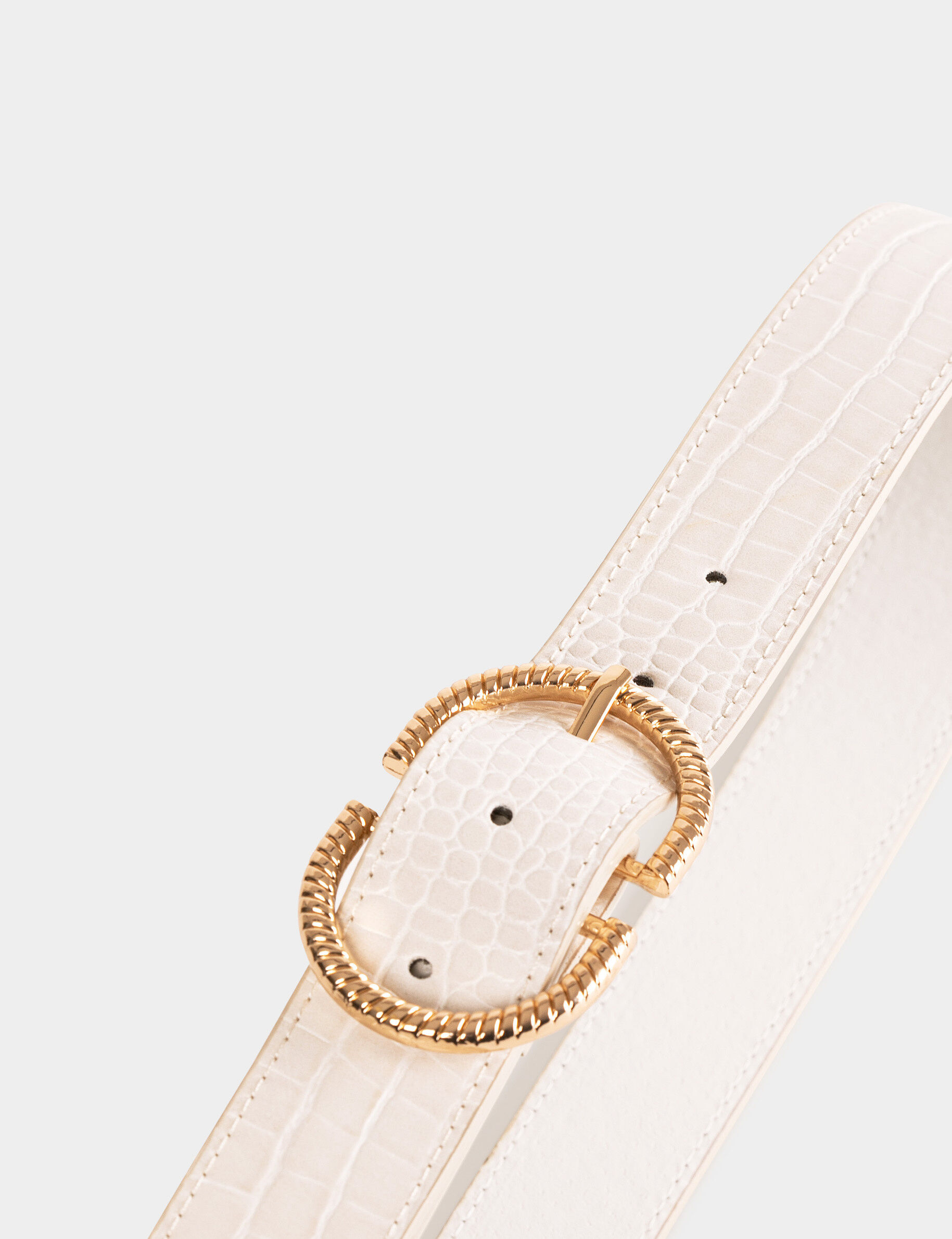Ceinture aspect croco ivoire femme - ivoire