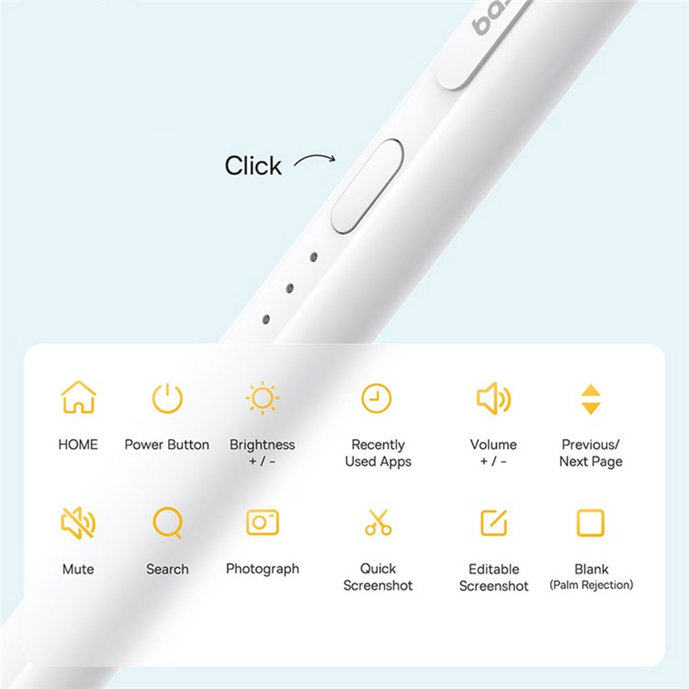 Smooth Writing 3 Kapazitiver Touch Pen Stylus Pencil (Active Version) mit Handballenerkennung für Apple iPads - Weiss