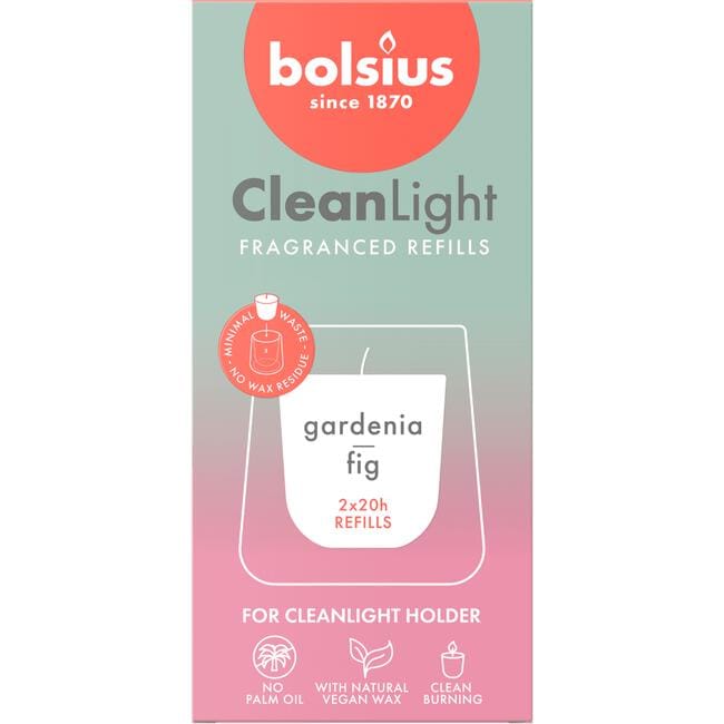 Bolsius Navulling Clean Light pack 2 Gardenia / Fig