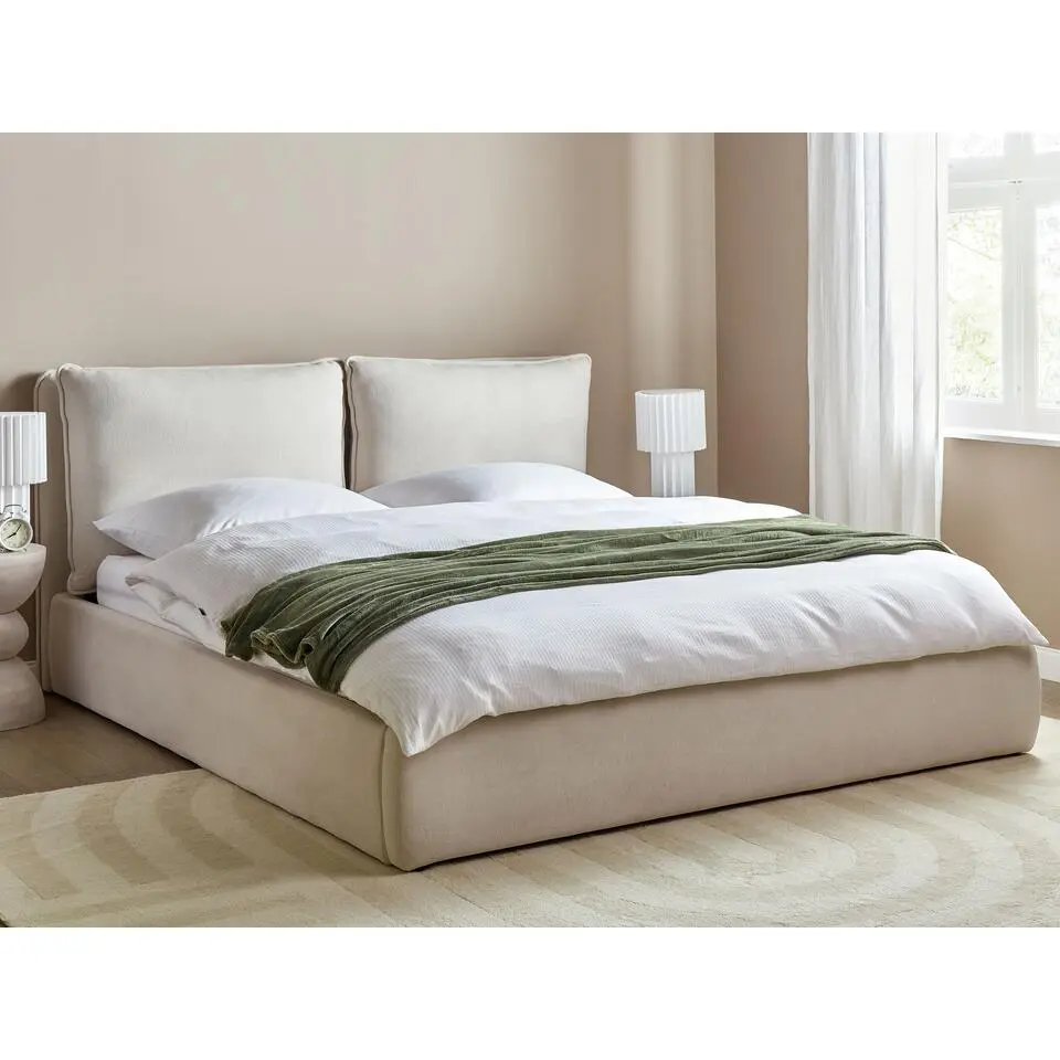 BAJONNA - Bed met opbergruimte - Lichtbeige - 180 x 200 cm - Polyester