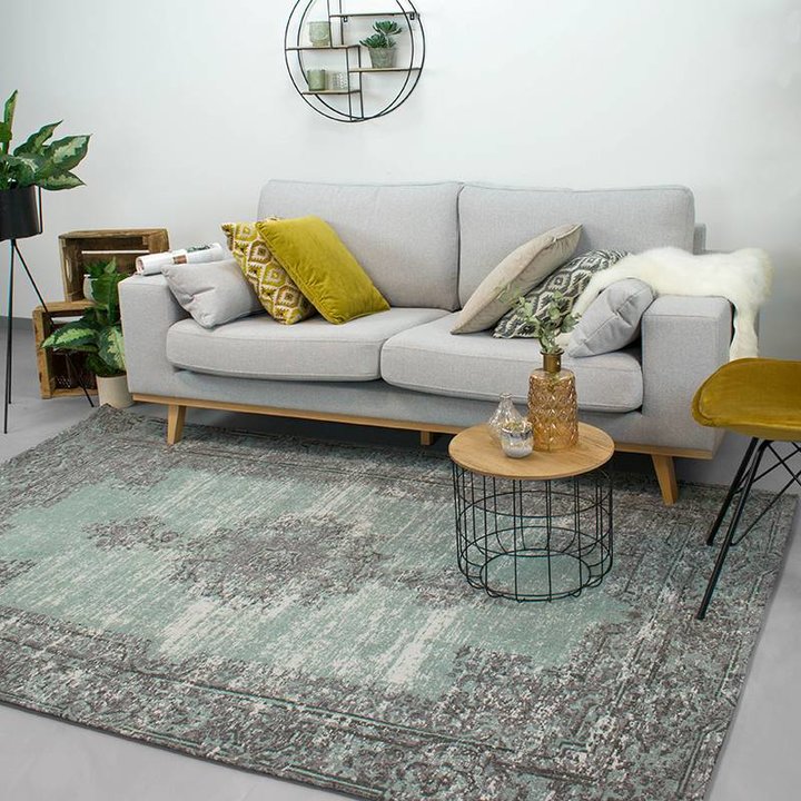 Vintage vloerkleed - Dreams Groen/Grijs | Vintage look