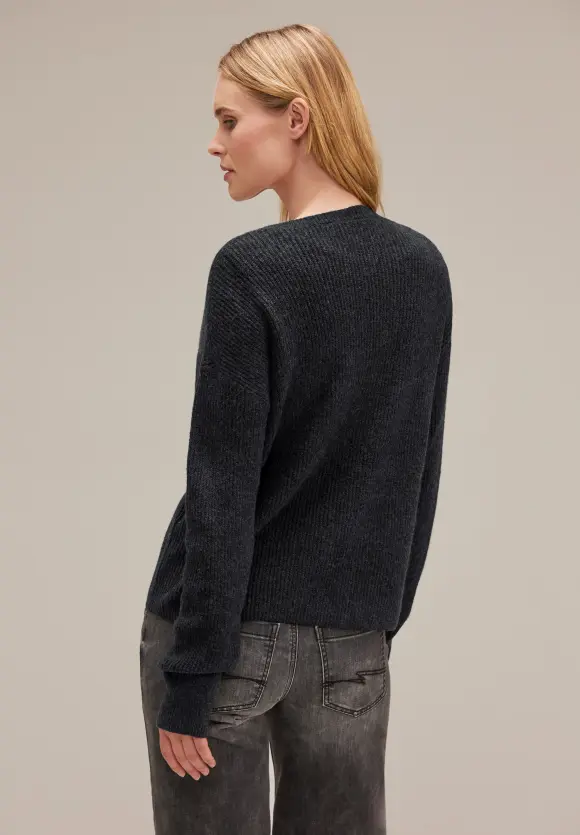 Offene Melange Strickjacke - anthracite melange
