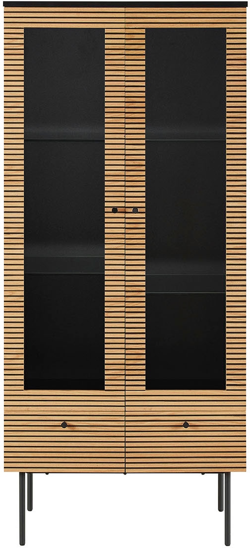 SalesFever Vitrine »Torsby Designer Vitrine in edler Optik« Eiche Echtholzfurnier