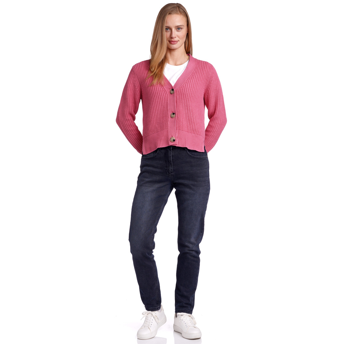 Jonas Nielsen Damen Strickjacke mit Knopfleiste pink