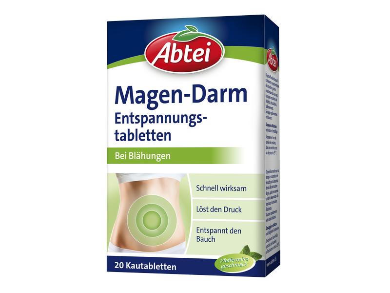 Abtei Magen-Darm Entspannungstablette 20 Kautabletten Tabletten bei Blähungen, Völlegefühl und Aufstossen