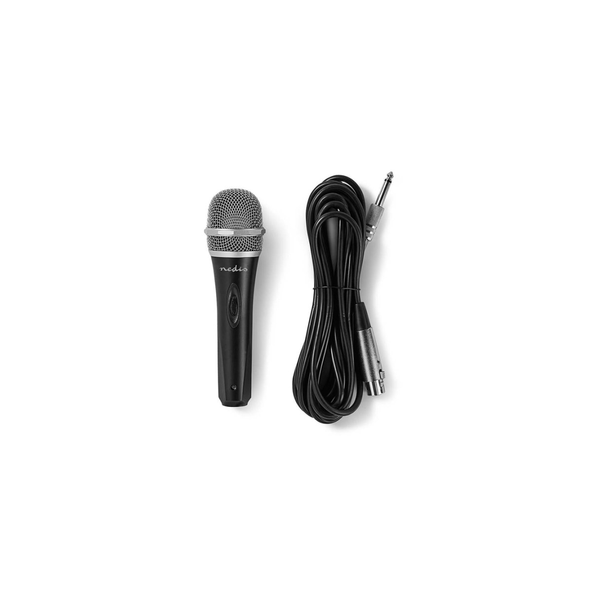 Nedis Wired mikrofon | Kardioid | Avtakbar kabel | 5.00 m | 50 Hz - 15 kHz | 600 Ohm | -72 dB | Av/på-bryter | Reiseveske inkludert | Metall | Grå / Sort