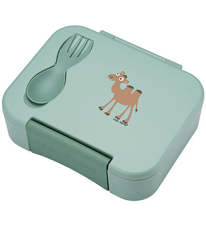 Carl Oscar Madkasse m. Gaffel/Ske - BentoBox -  Grøn m. Kamel
