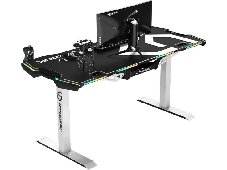 Ultradesk Force, Lige, Friform facon, Spil, Sort, Hvid, Rød/grøn/blå, 1660 mm