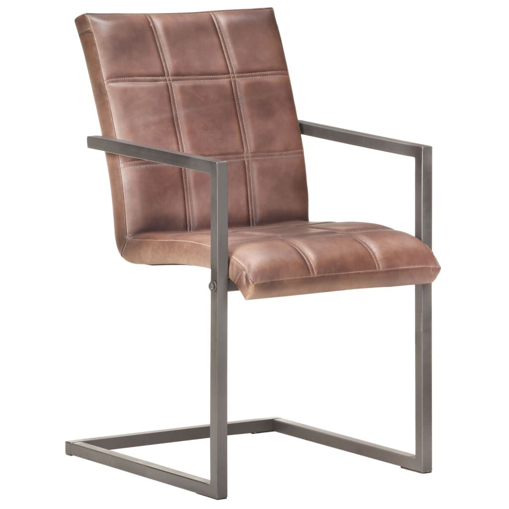 vidaXL Cantilever eetkamerstoelen, set van 2, bruin, echt leer