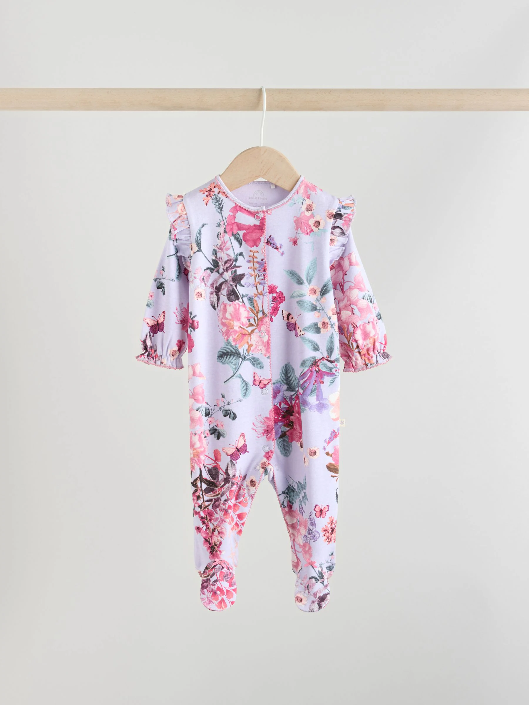 Ecru met bloemenmotief - Verpakking van 3 babypyjama's (0 mnd-2 jr)