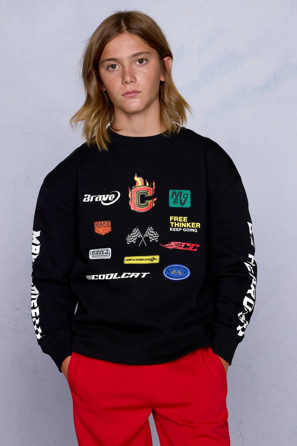 Coolcat Sweater Tyler met Racer Logo's en Patches
