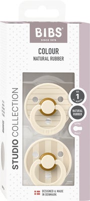 BIBS Studio Colour Smokk 2-Pack Lateks Str 1 Rund, Pin/Ivory Vanilla Mix