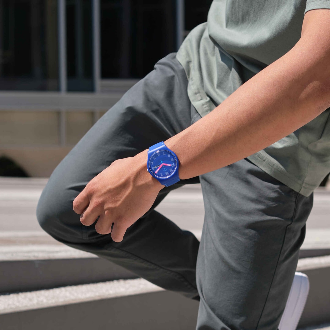 Swatch Original 41 Biosourced Cobalt Disco