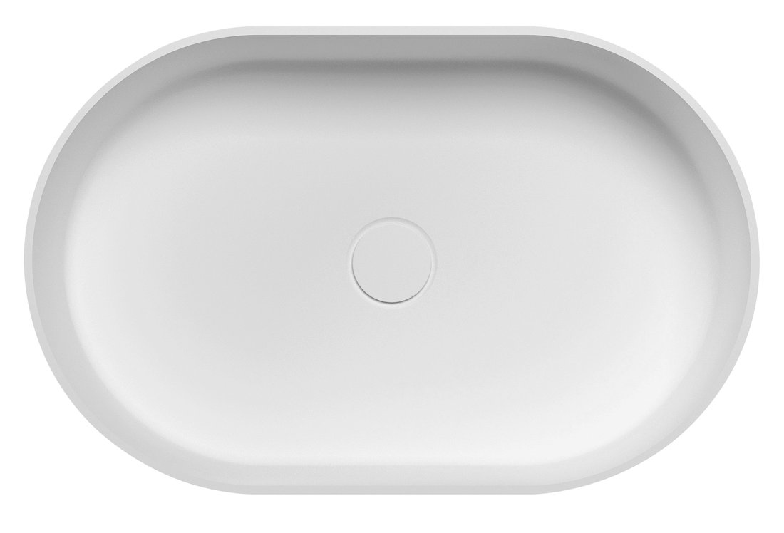 Sapho Thin ovale waskom solid surface 55x35cm wit mat