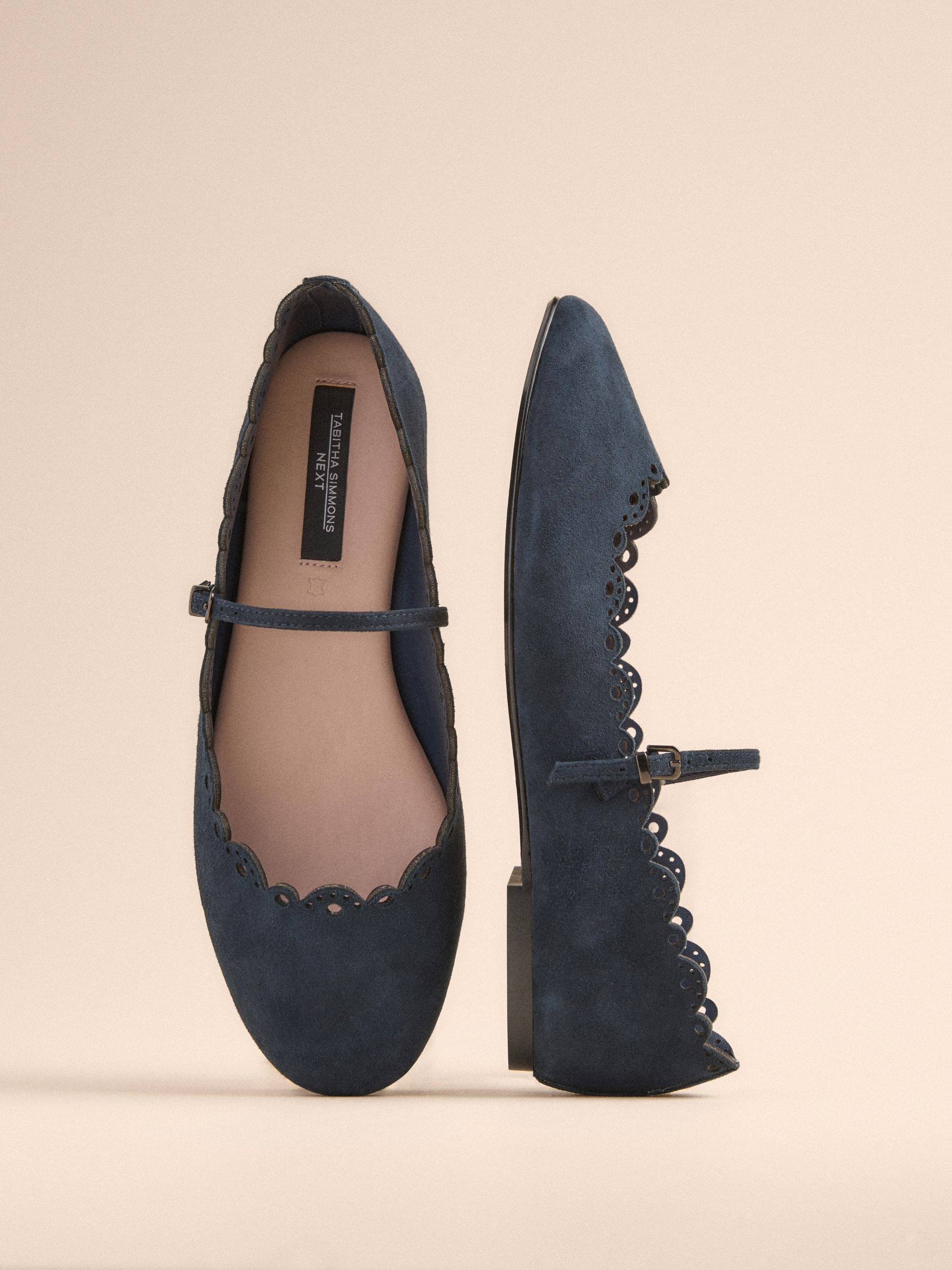 Marineblauw - Tabitha Simmons x Next Elfie Leather Scalloped Mary Jane Shoes