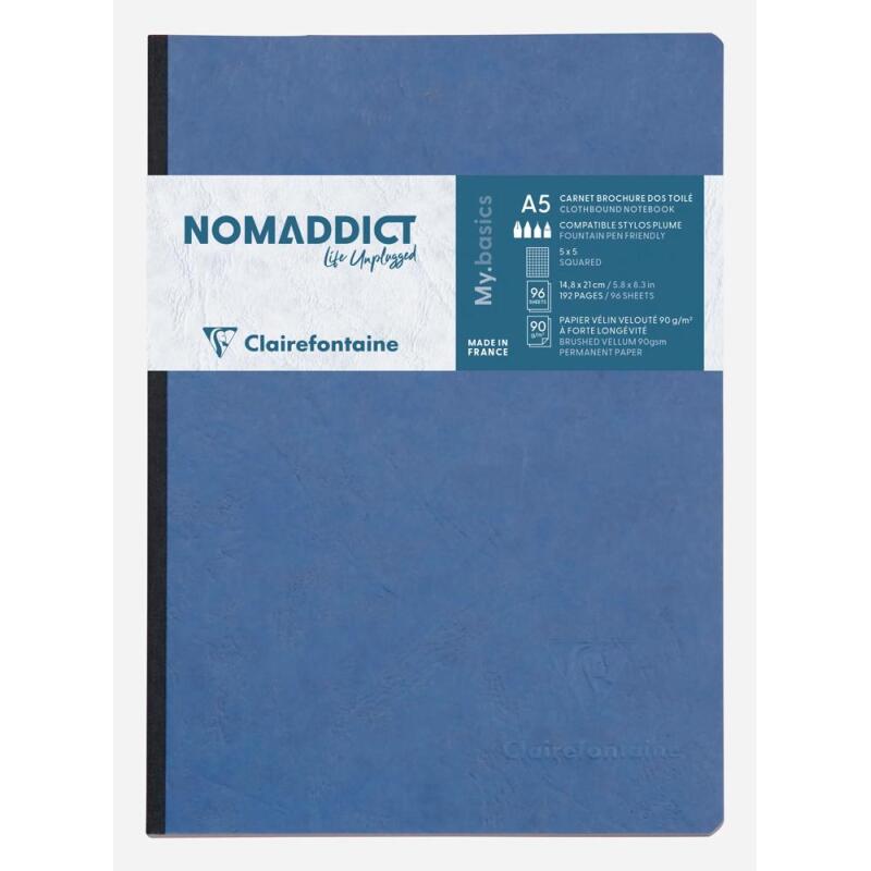Carnet brochure Age Bag A5 192 pages petits carreaux - Bleu