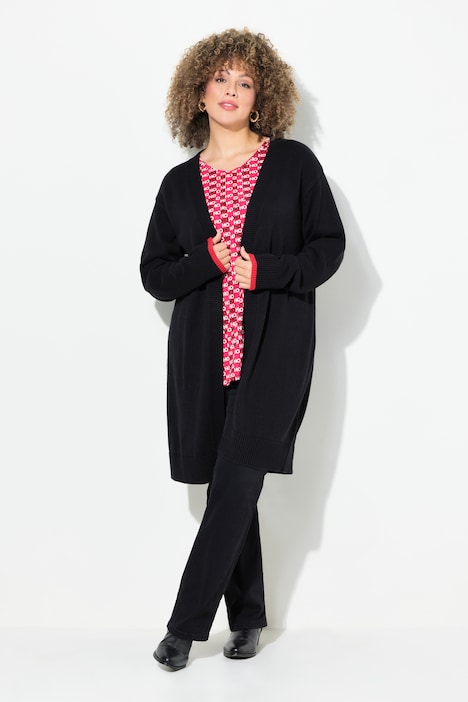Strickjacke, Lebkuchenmann, offene Jacke, V-Ausschnitt