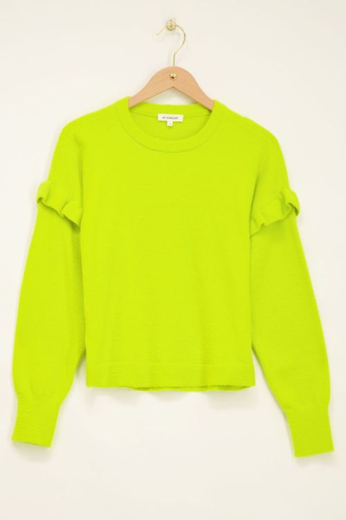 Lime groene trui met ruffles
