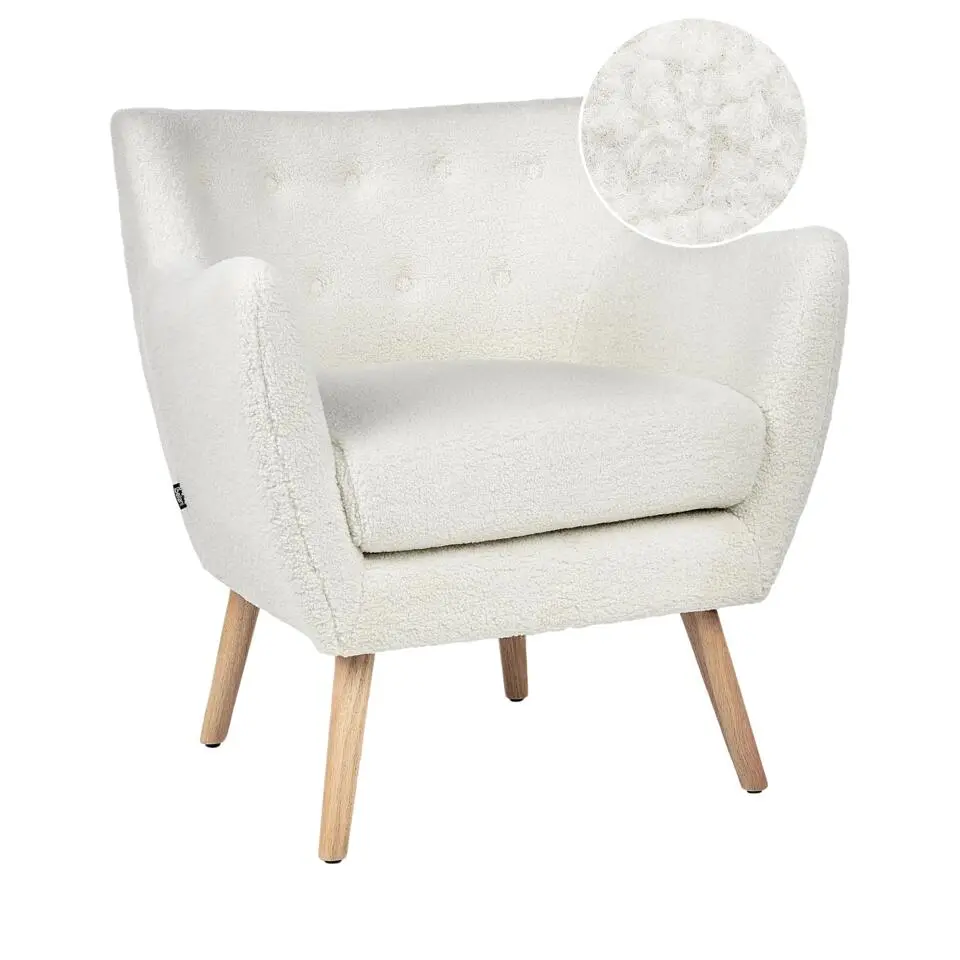 DRAMMEN - Chesterfield fauteuil - Wit - Bouclé