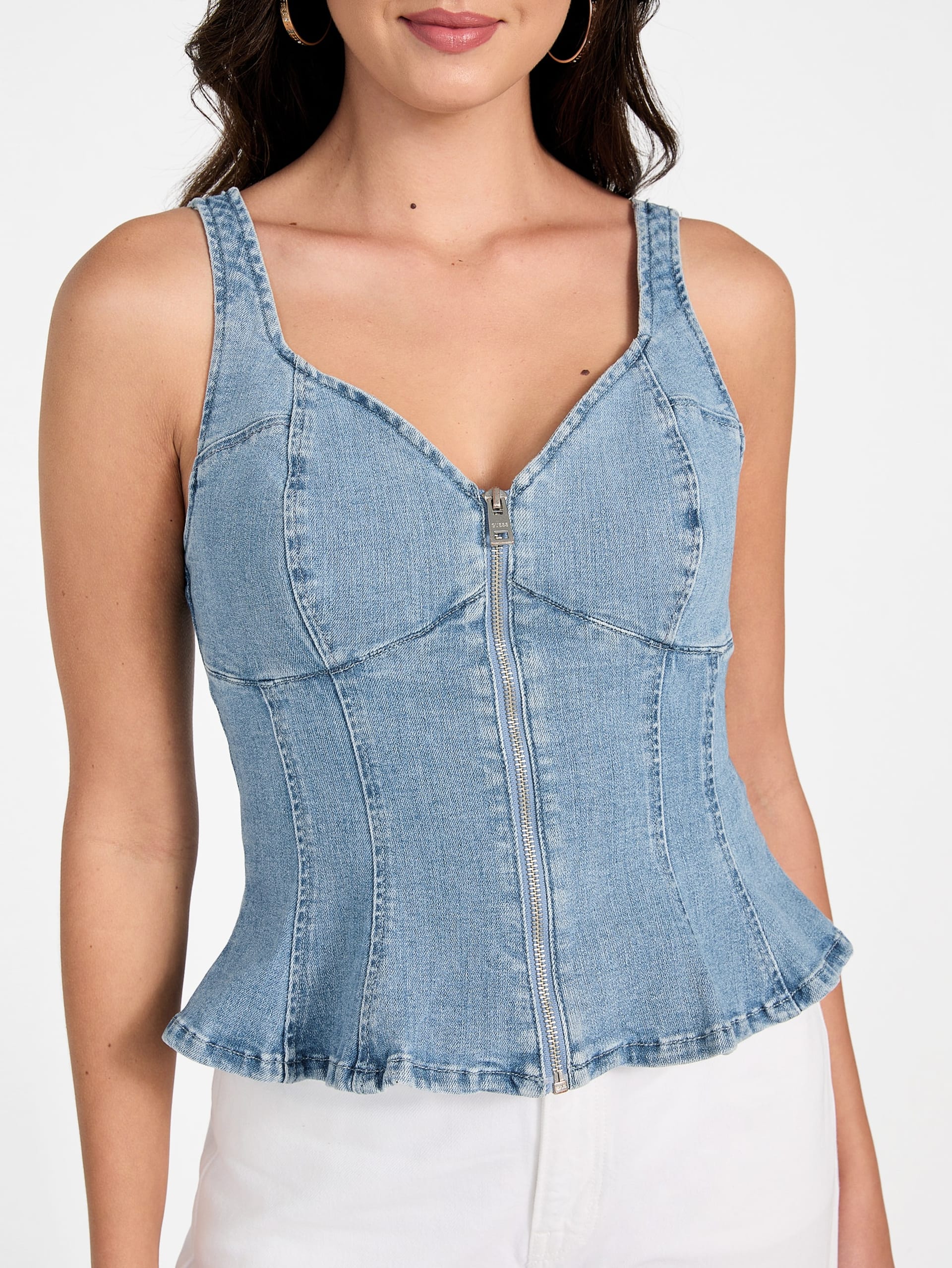 Blusa peplum Anika em jeans