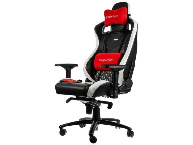 noblechairs Gaming-Stuhl EPIC Echtleder Schwarz/Weiss Besonders bequemer Computersessel, Mercedes-AMG Petronas Motorsport Edition