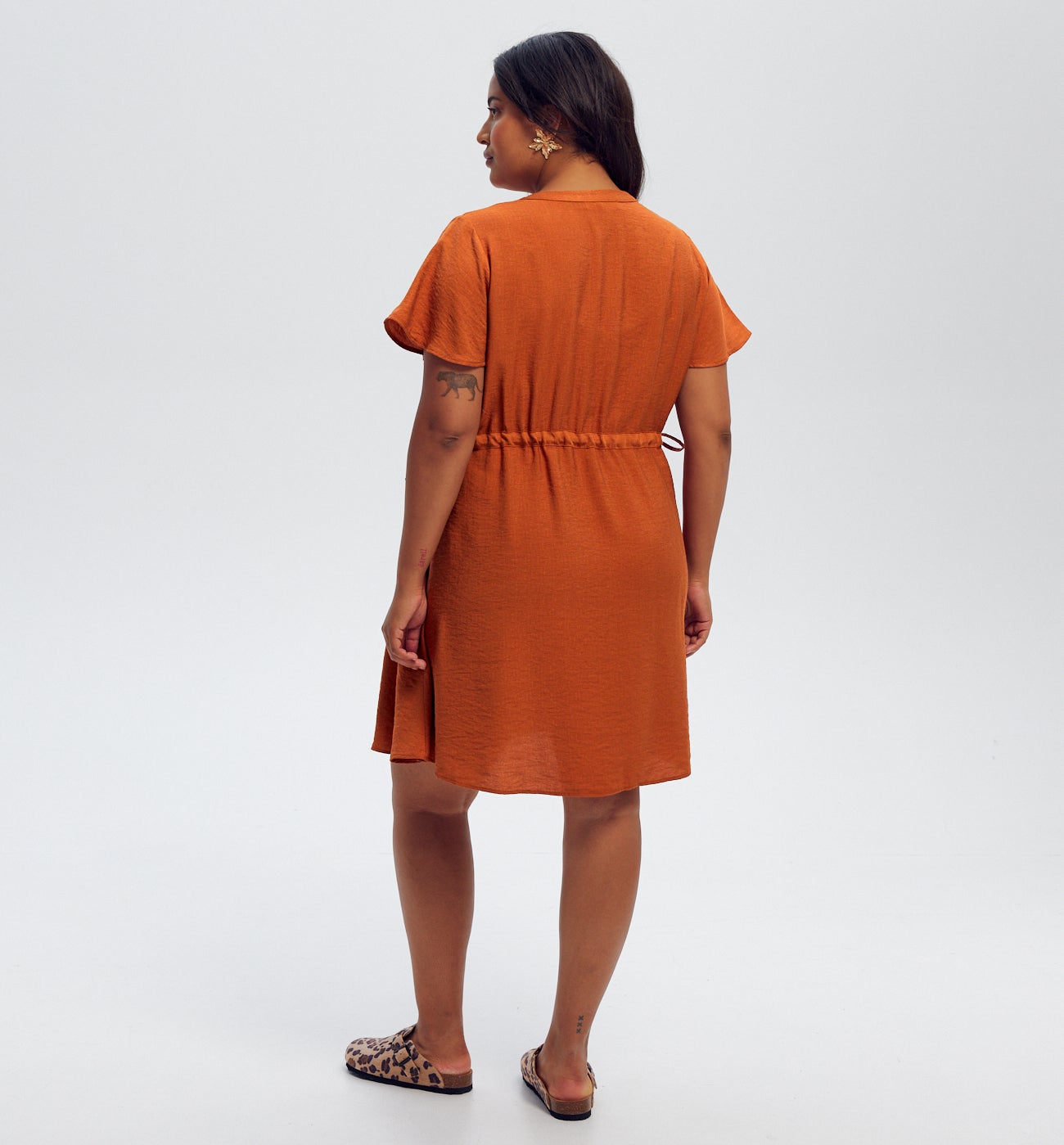 Robe courte évasée Femme - Caramel