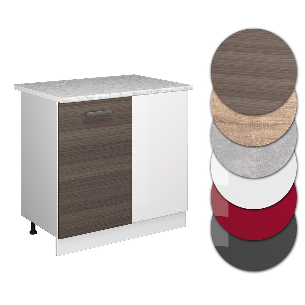 Vicco Eckunterschrank Küchenschrank Küchenzeile R-Line 86 cm Weiß Edelgrau Tür Arbeitsplatte